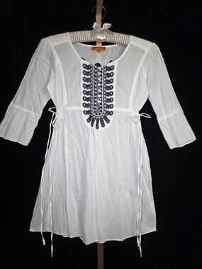 Roberta Freymann Embroidered Long Sleeve Tunic/Dress XS
